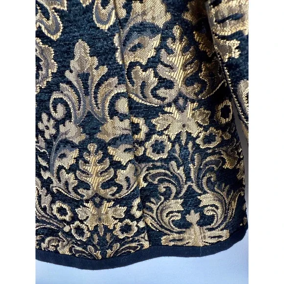 OLD NAVY Black Gold Brocade Jacquard Collarless Jacket Blazer‎ Women Size M - Picture 11 of 15